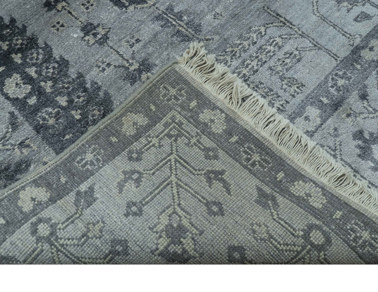 Tree of Life Silver And Gray 6x9 Hand Knotted Bamboo Silk Area Rug