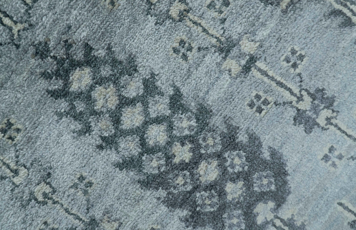 Tree of Life Silver And Gray 6x9 Hand Knotted Bamboo Silk Area Rug