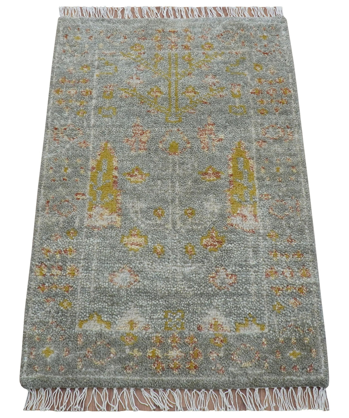 Tree of life Traditional Gray Hand Knotted 2X3 Wool Rug