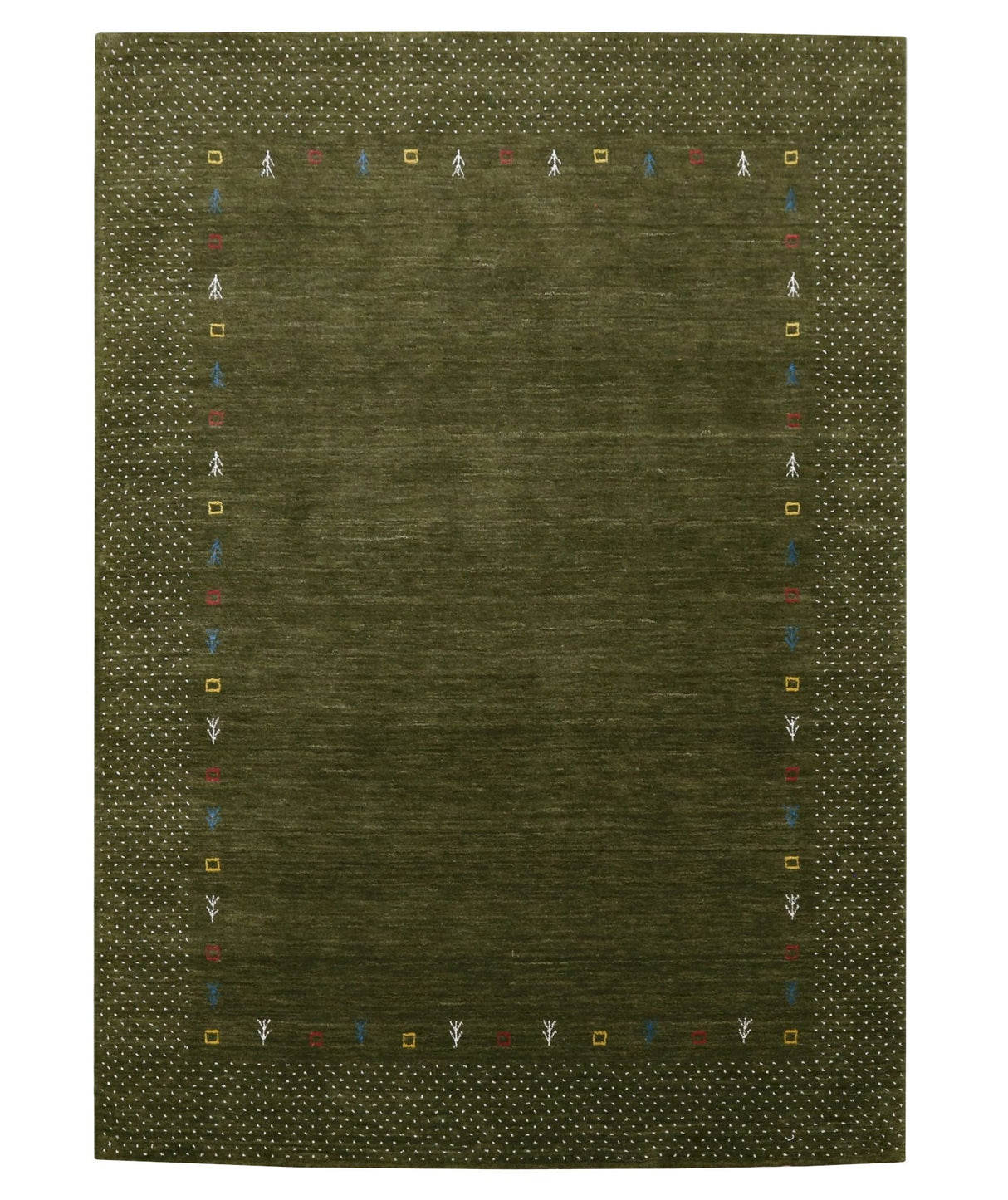 Tribal Border Design Hand Loomed Wool Area Rug