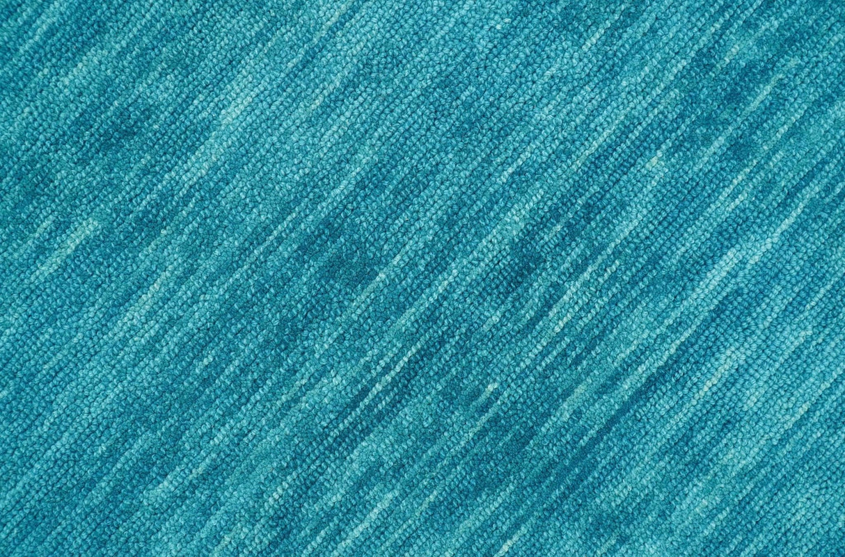 Trident Custom Made Solid Modern Blue Hand Tufted Wool Area Rug