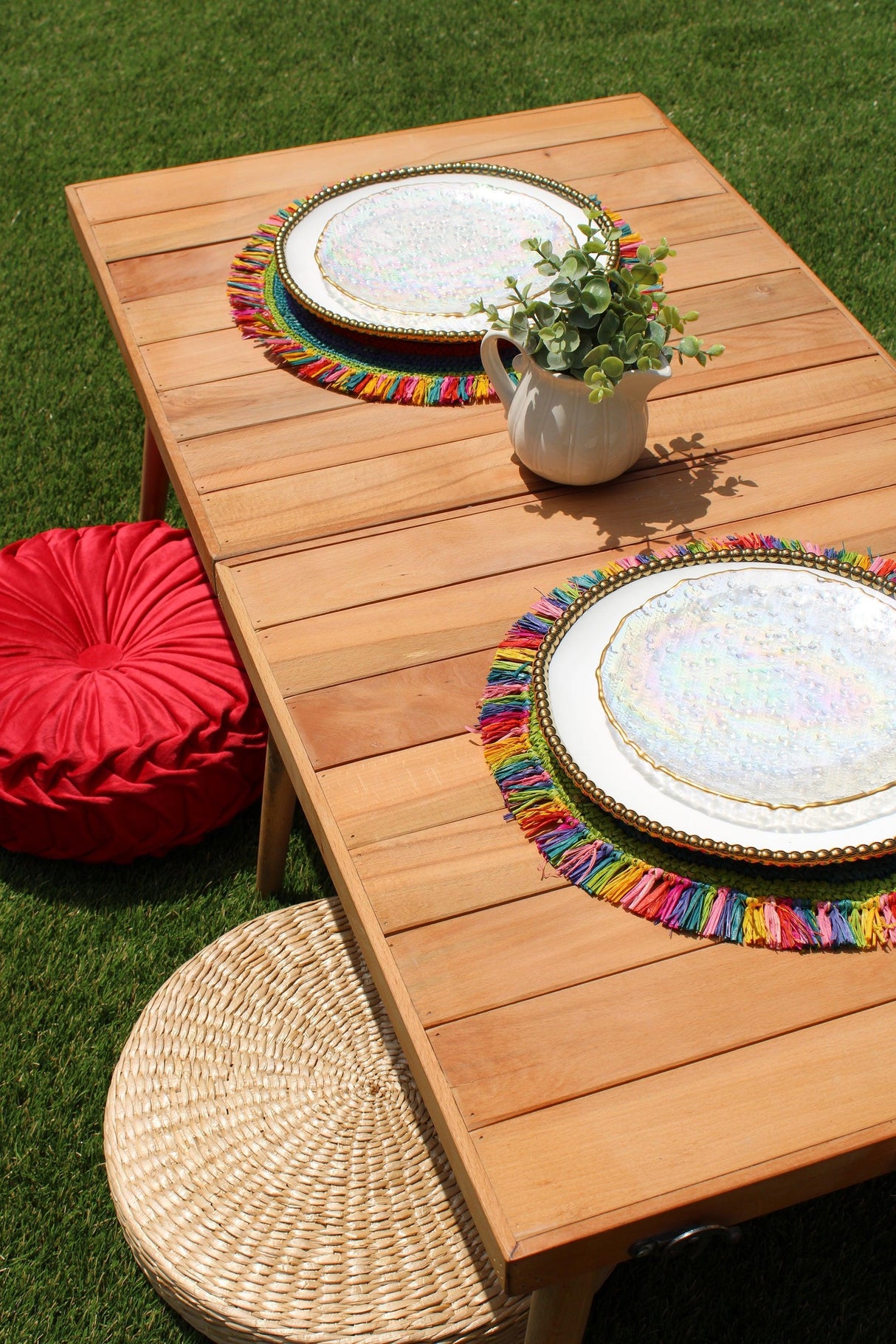 Tulum Raffia Placemat, colorful woven tabletop-Placemats-Parc Decor
