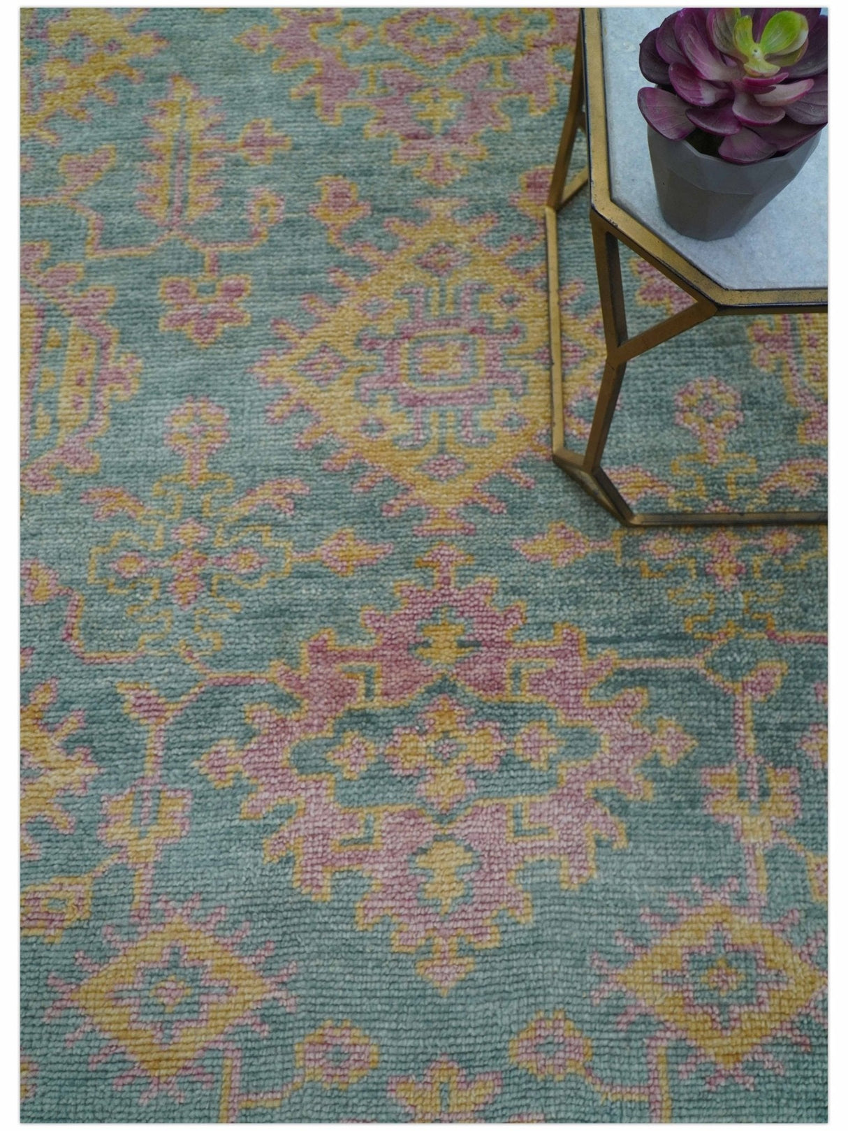 Turkish Design Pink Hand Knotted 4x6 Wool Area Rug