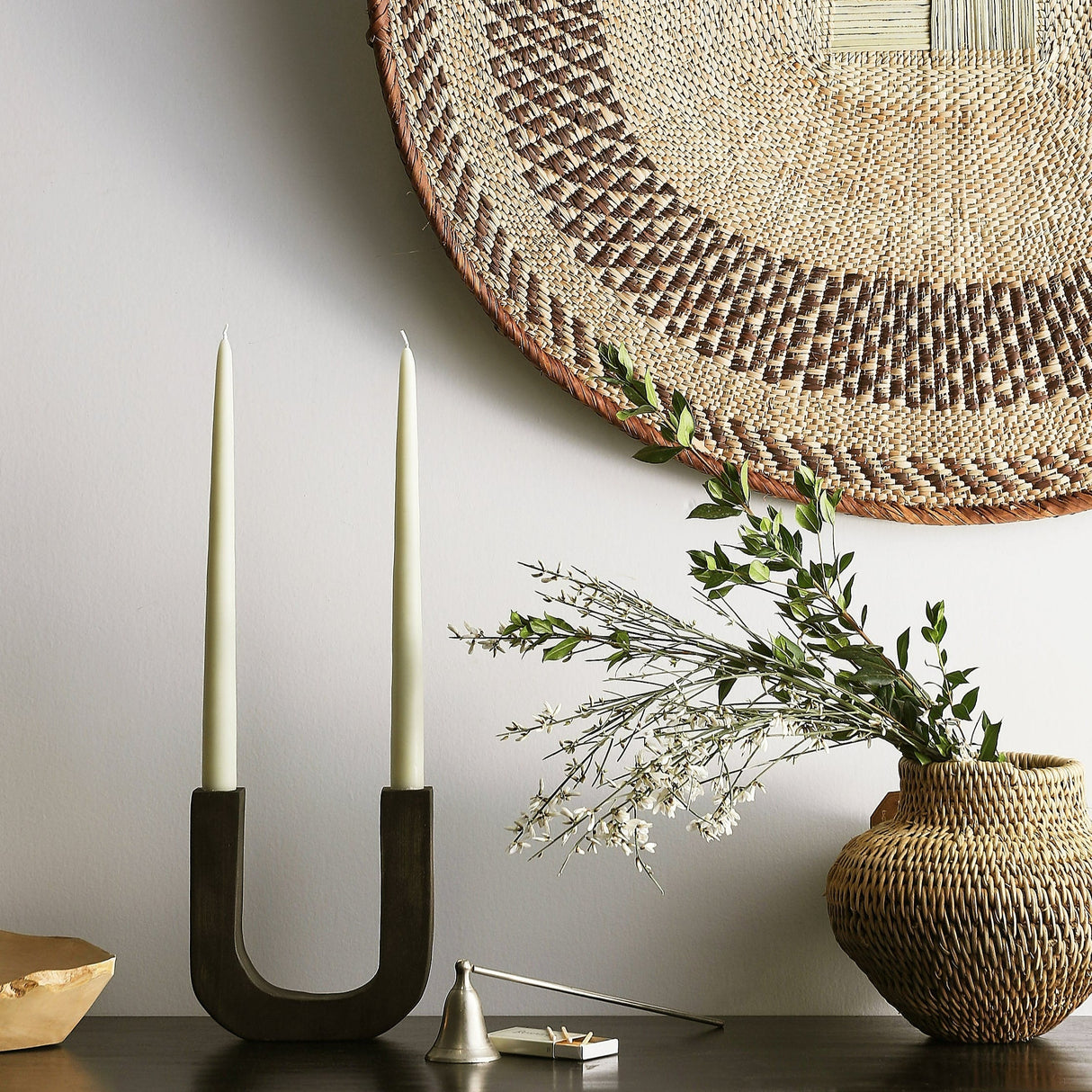 U-Shaped Wooden Double Taper Candlestick Holder-Décor Collection-Parc Decor