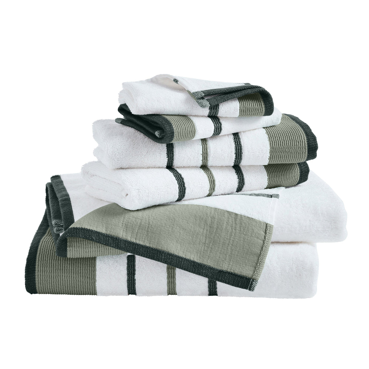 Decorative Cotton Stripe Bath Towel Set - Noelle Collection