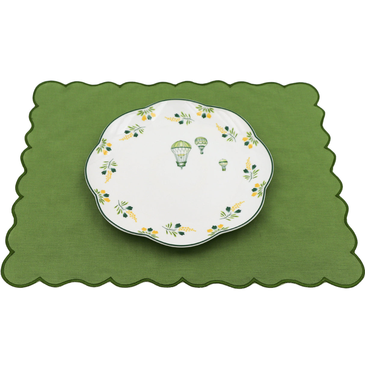 Valensole Lavender Scalloped Dinner Plate - Set of 4 (+1 Bonus Plate)-Dinner Plate-Parc Decor