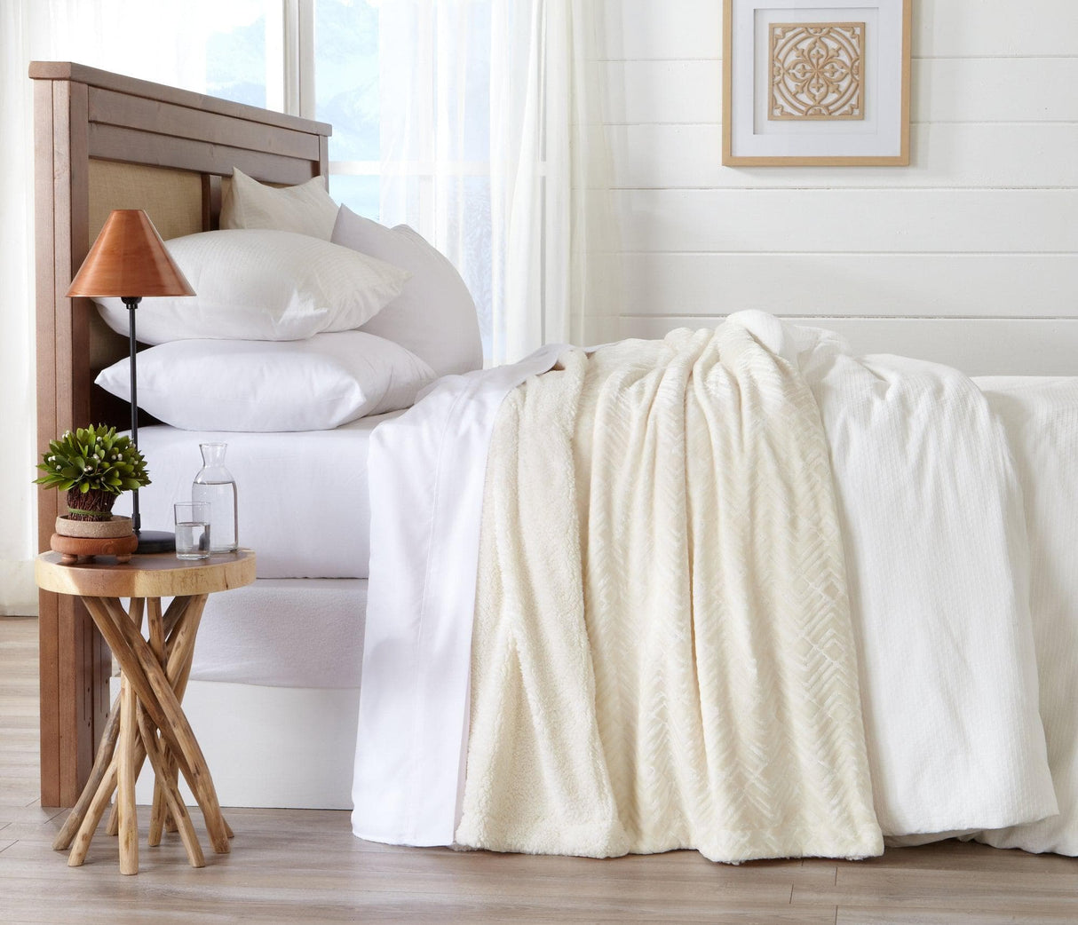 Velvet Plush Sherpa Luxury Bed Blanket - Cielo Collection-Blankets-Parc Decor