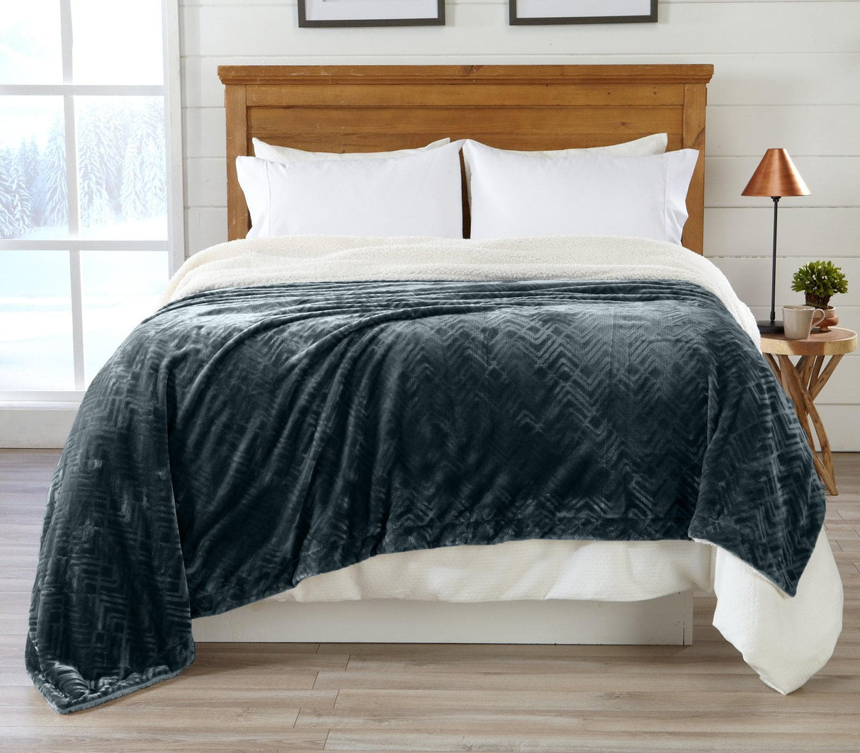 Velvet Plush Sherpa Luxury Bed Blanket - Cielo Collection-Blankets-Parc Decor