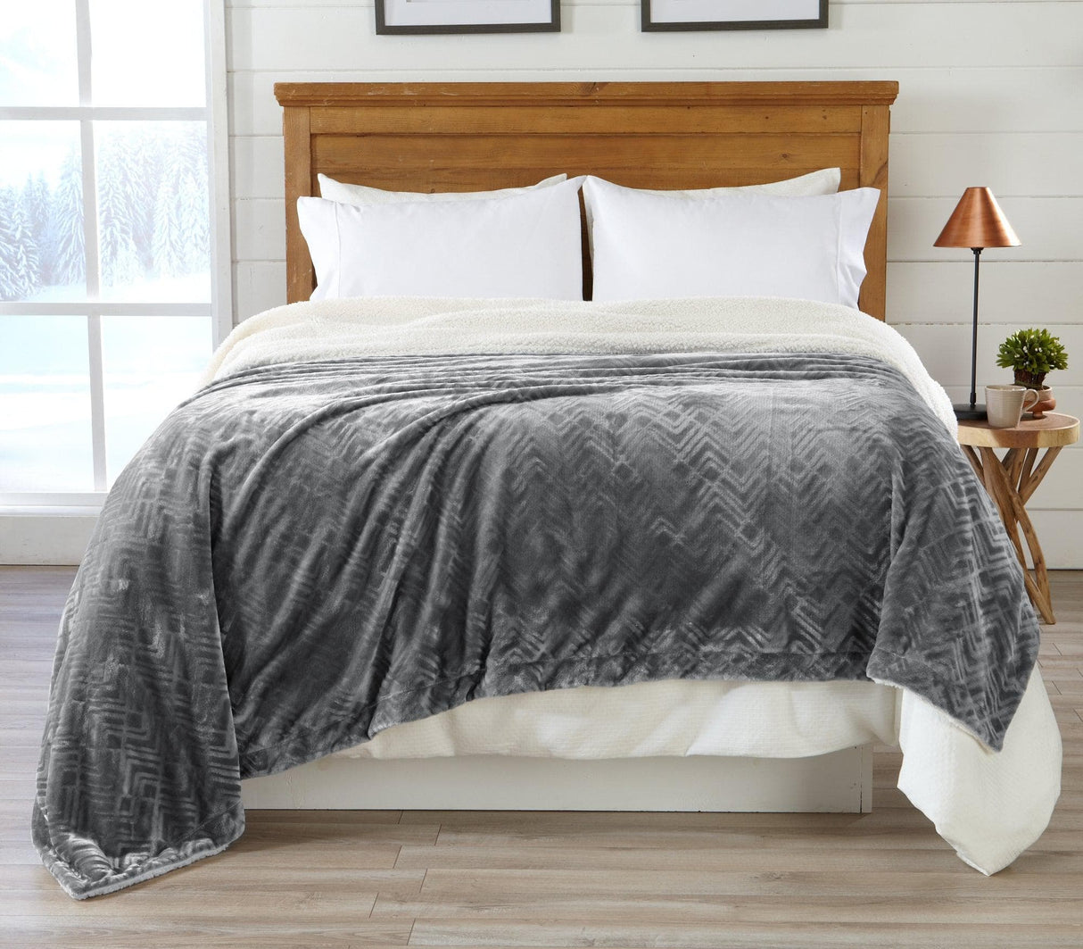 Velvet Plush Sherpa Luxury Bed Blanket - Cielo Collection-Blankets-Parc Decor