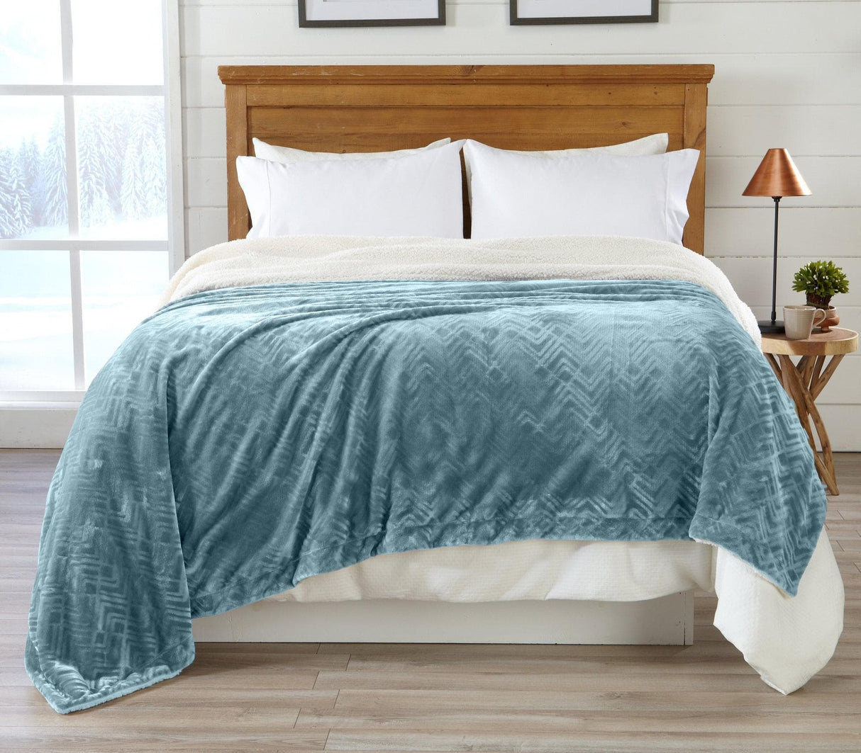 Velvet Plush Sherpa Luxury Bed Blanket - Cielo Collection-Blankets-Parc Decor