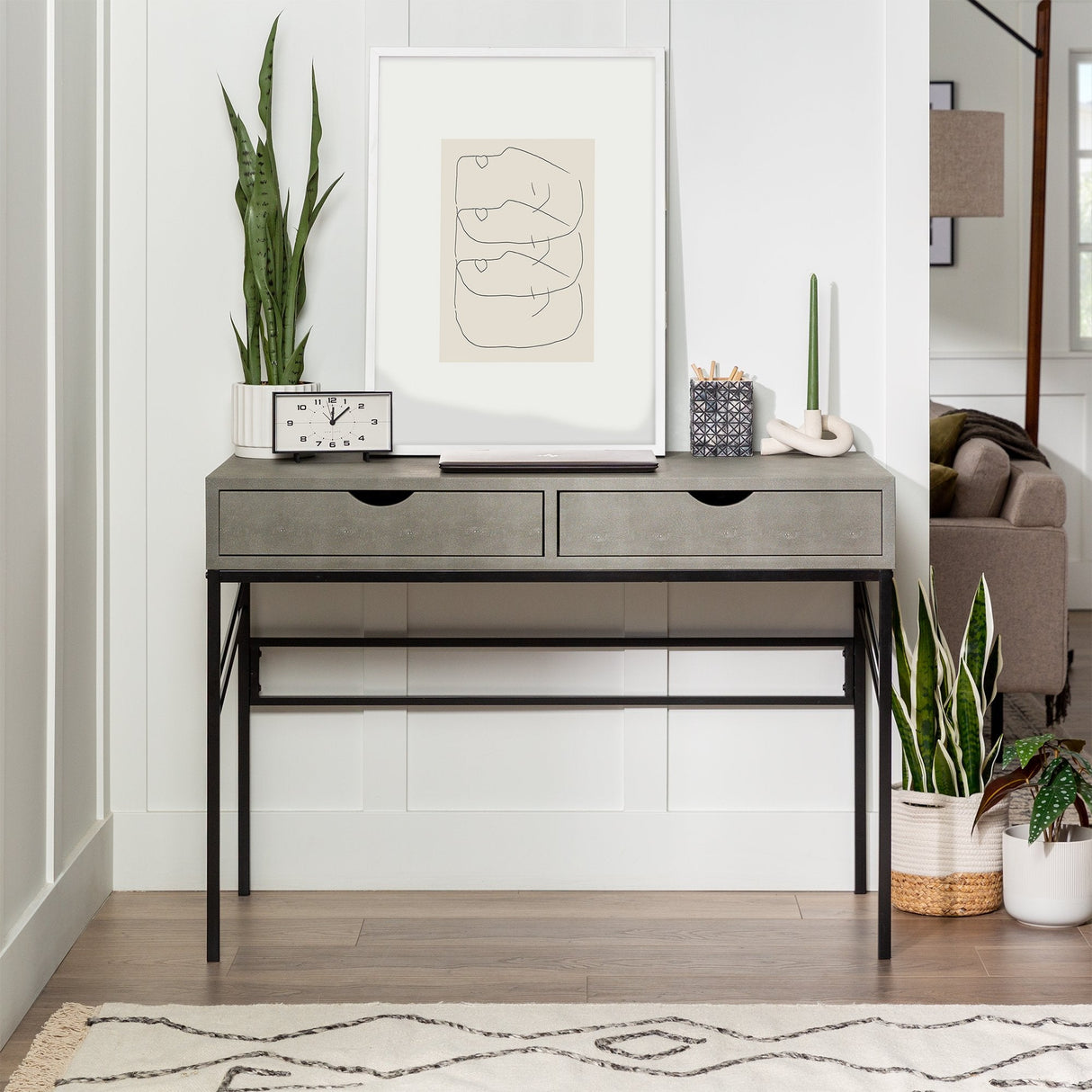 Vetti Faux Shagreen Desk & Console Table-Home Office-Parc Decor