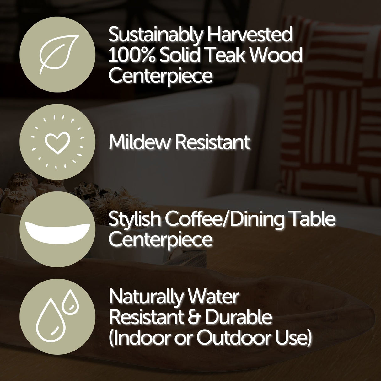 Viking Boat Natural Teak Table Centerpiece-Parc Decor