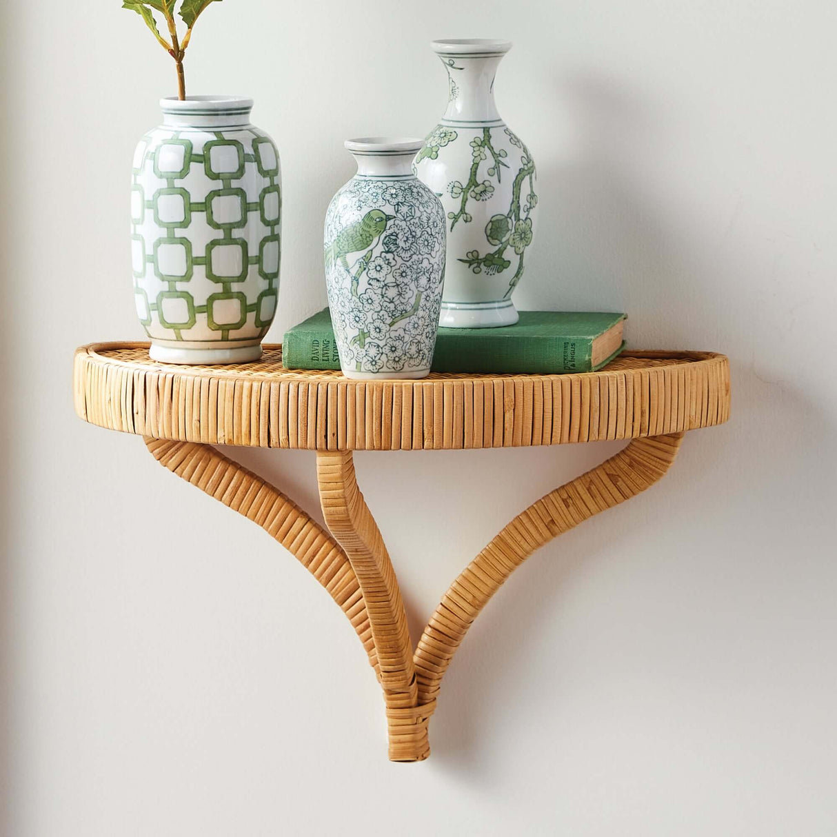 Vintage Coastal Rattan Wall Shelf-Wall Shelves & Ledges-Parc Decor