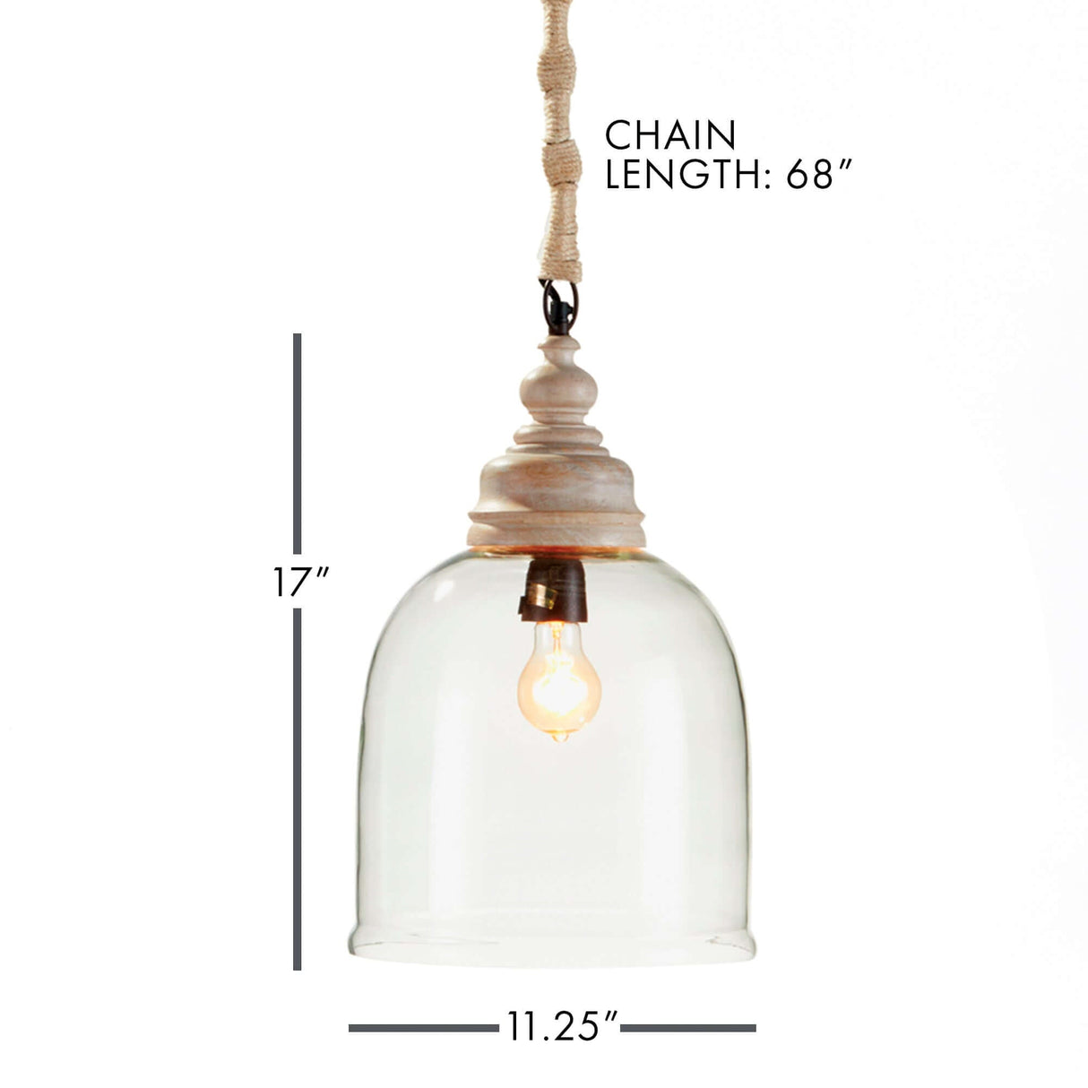 Vintage Glass Pendant Light with Wood Accents-pendant light-Parc Decor