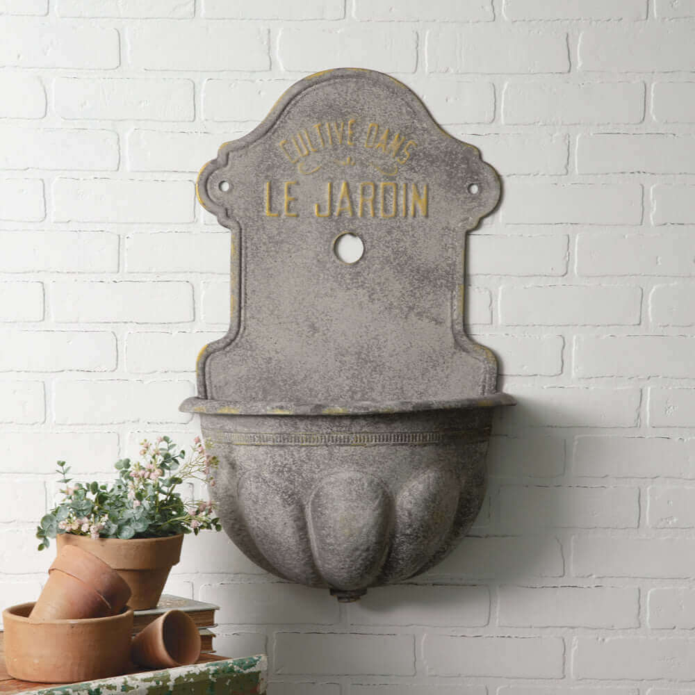 Vintage-Inspired French Water Fountain Wall Planter-Planter-Parc Decor