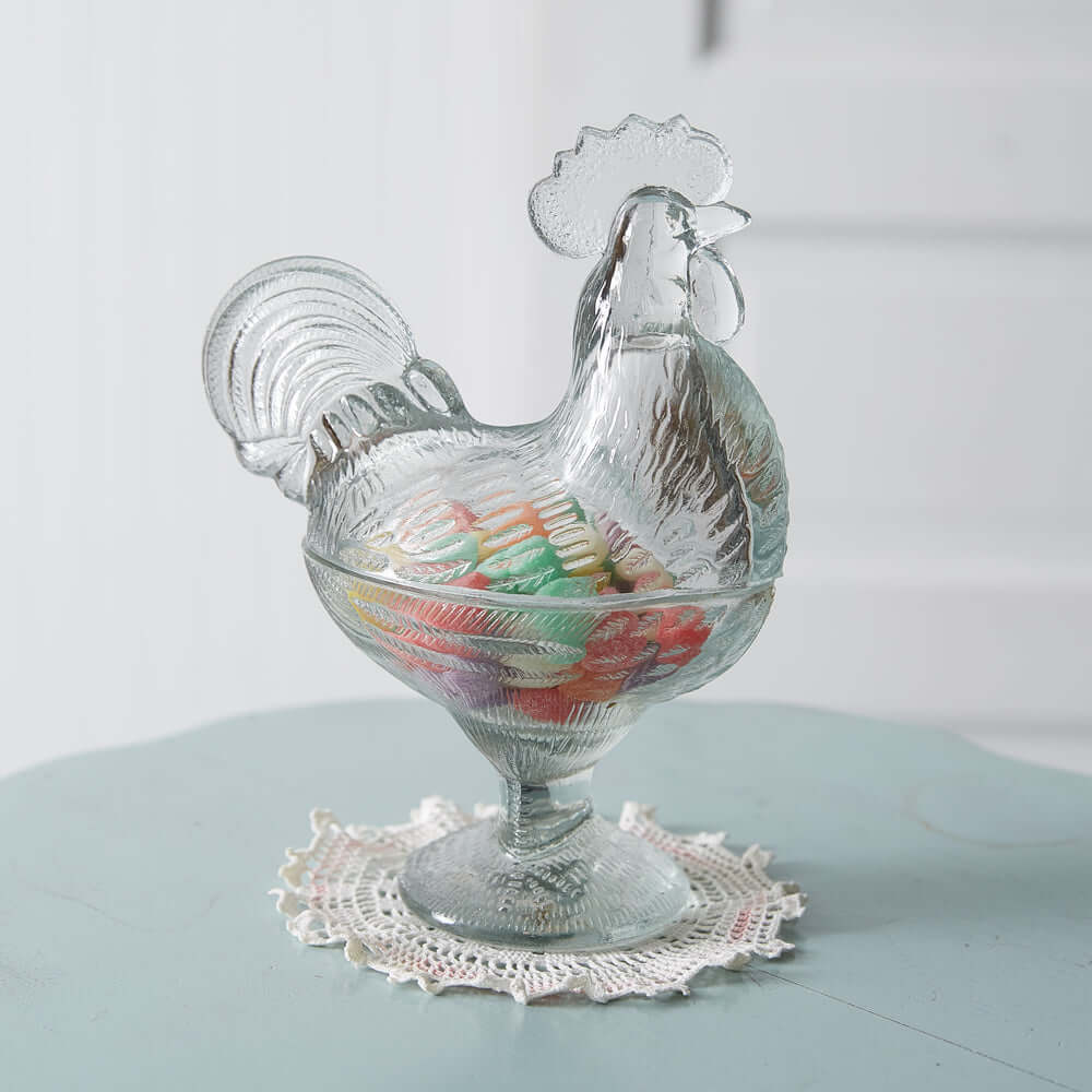 Vintage Rooster Candy Bowl in Glass-candy bowl-Parc Decor