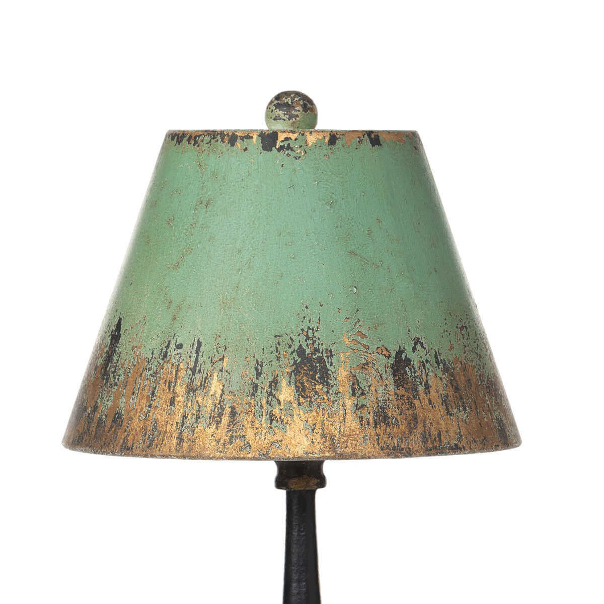 Vintage Table Lamp with Distressed Green and Gold Shade-table lamp-Parc Decor