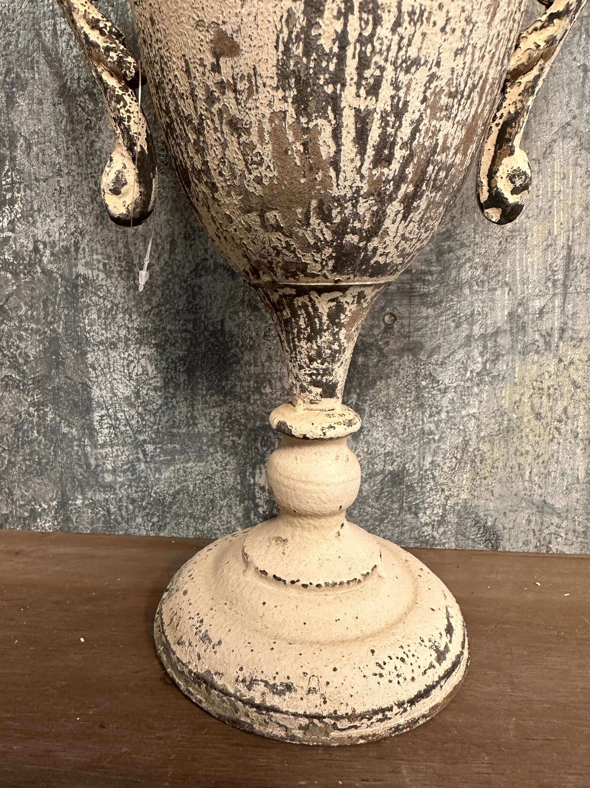 Vintage Trophy Vase In Distressed Metal-vase-Parc Decor