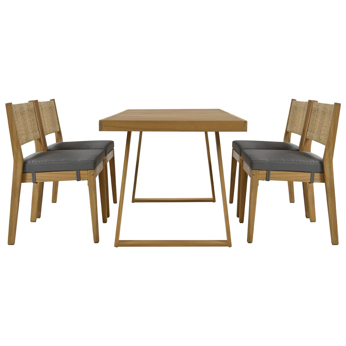 Walker Edison | Outdoor Acacia Wood Dining Table and Chair Set