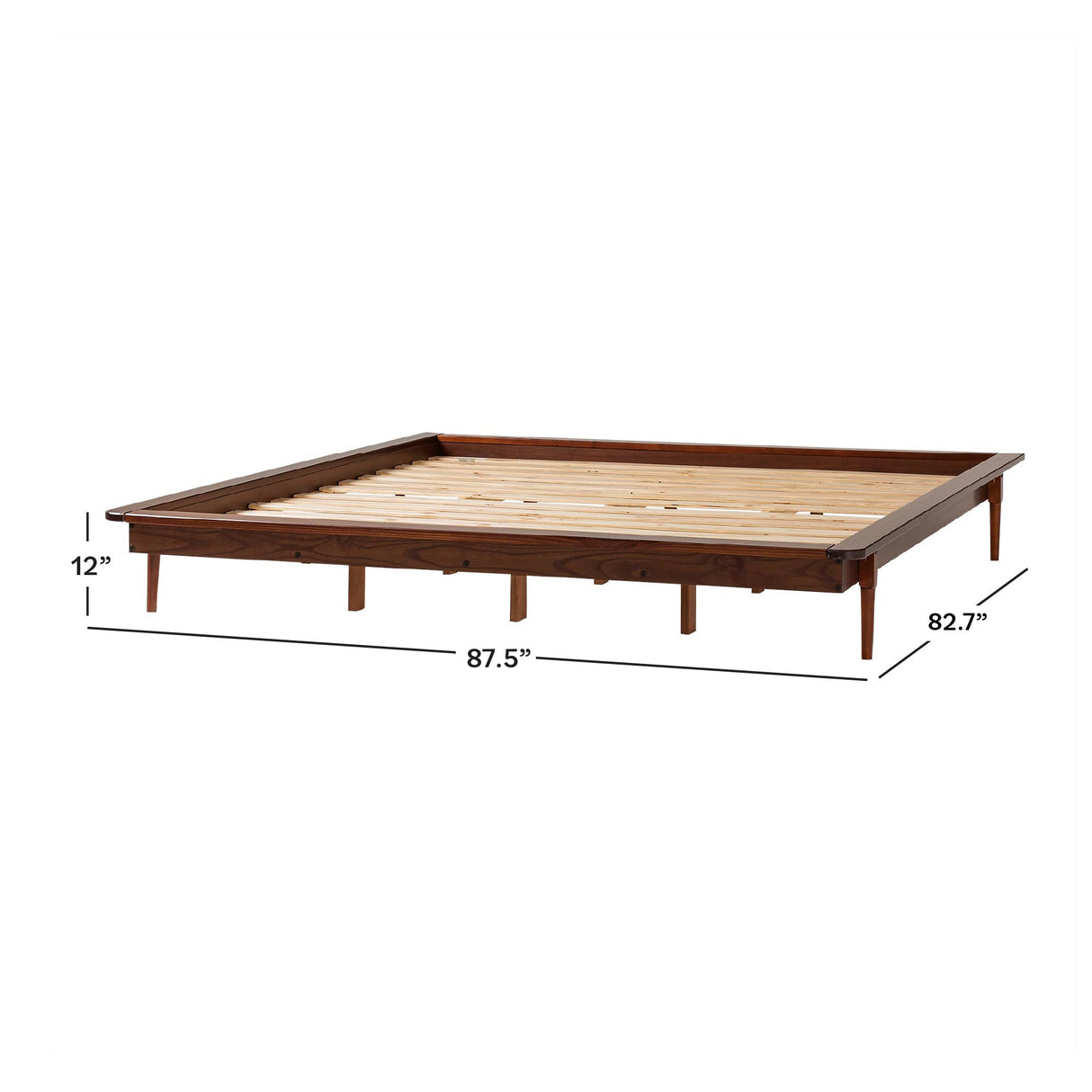 Walker Edison Spindle King Mid-Century Solid Wood Platform Bed