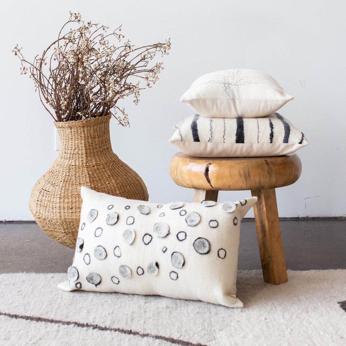 Waterlily Oversized Merino Wool Lumbar Throw Pillow-Pillows-Parc Decor