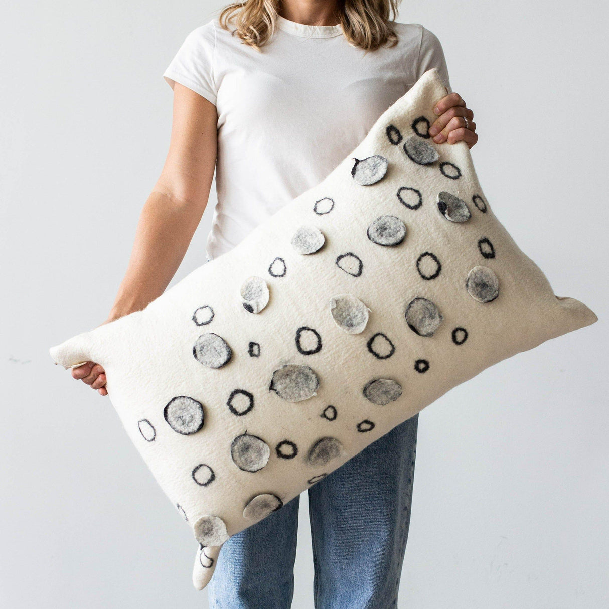 Waterlily Oversized Merino Wool Lumbar Throw Pillow-Pillows-Parc Decor