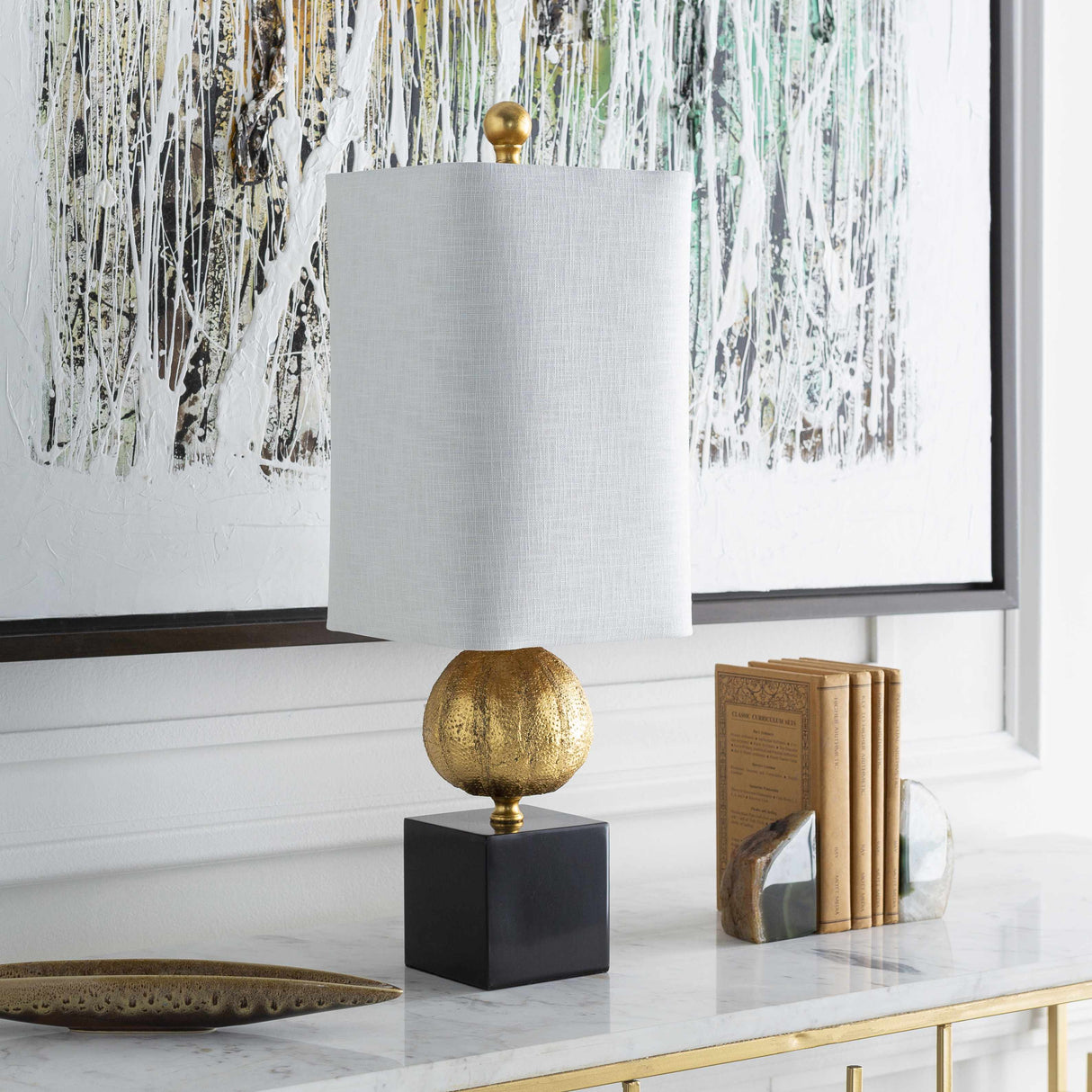 Watsonville Gold & Blac Resin Table Lamp-Lighting-Parc Decor
