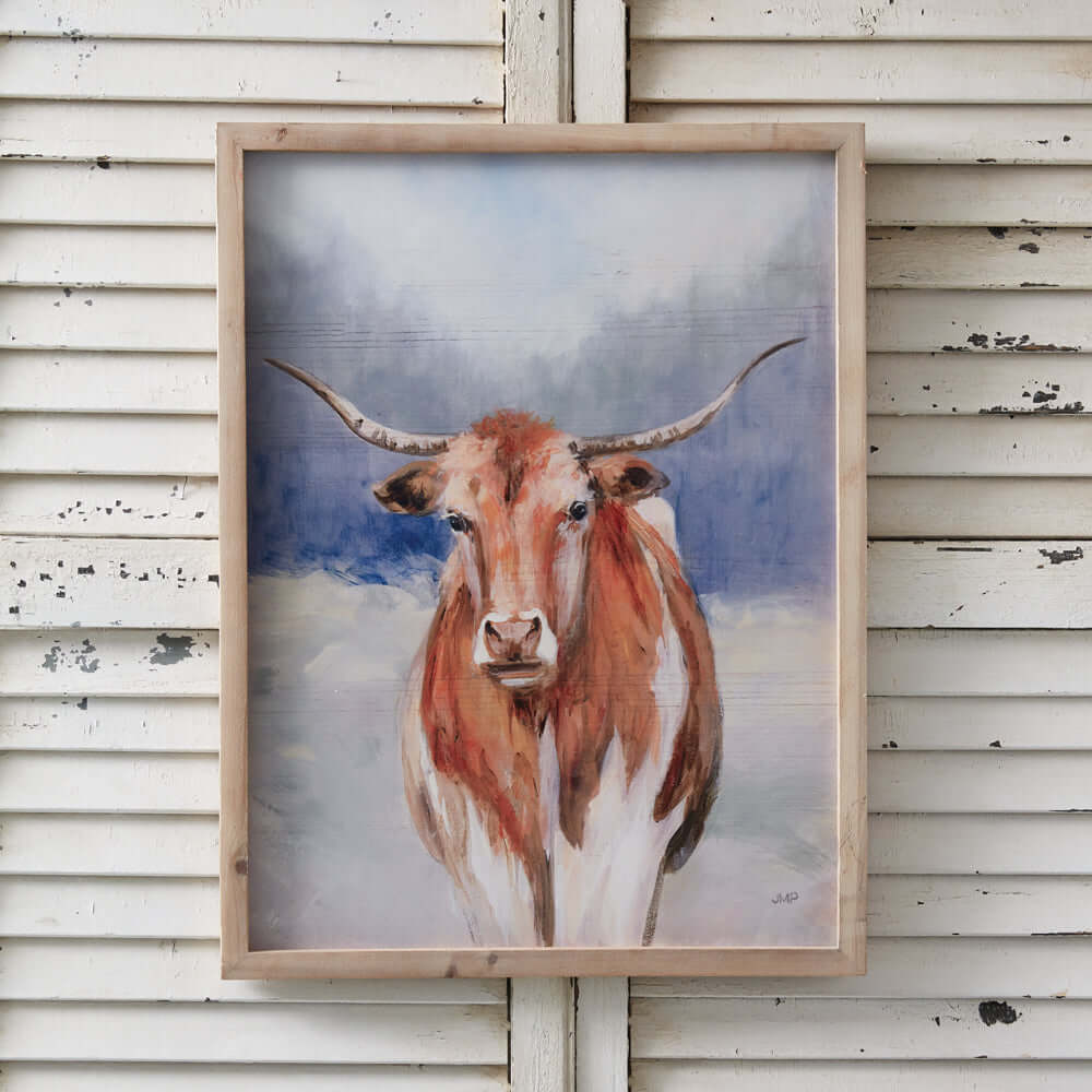 Western Texas Longhorn Wall Art Print in Frame-Wall Decor-Parc Decor