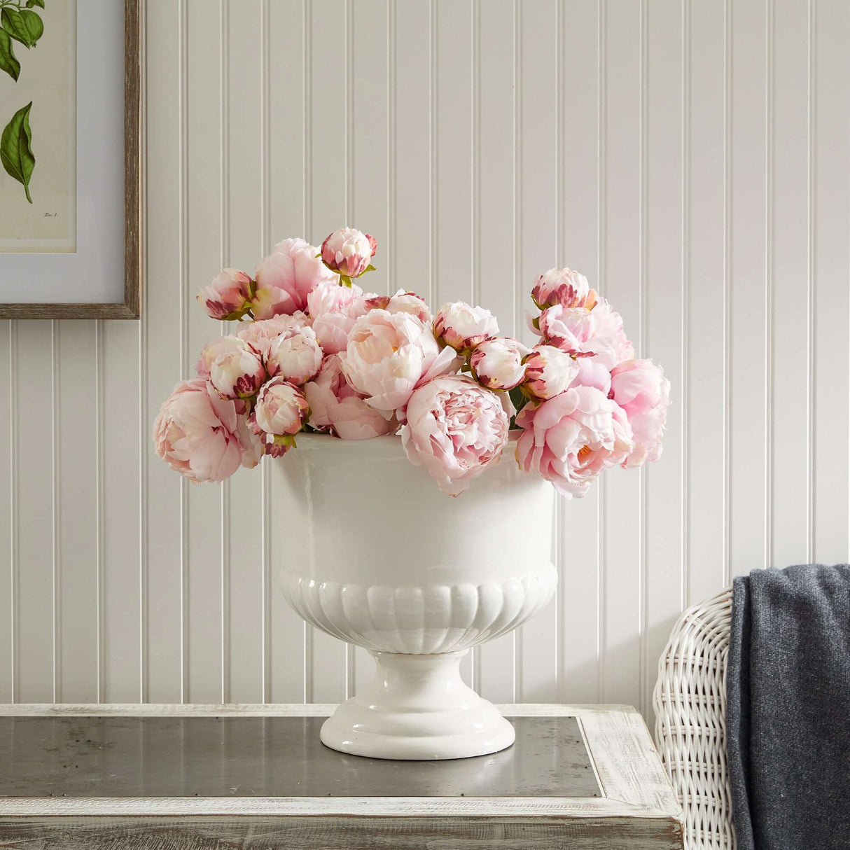 White Ceramic Urn Planter for Tuscan-Inspired Decor-Planter-Parc Decor