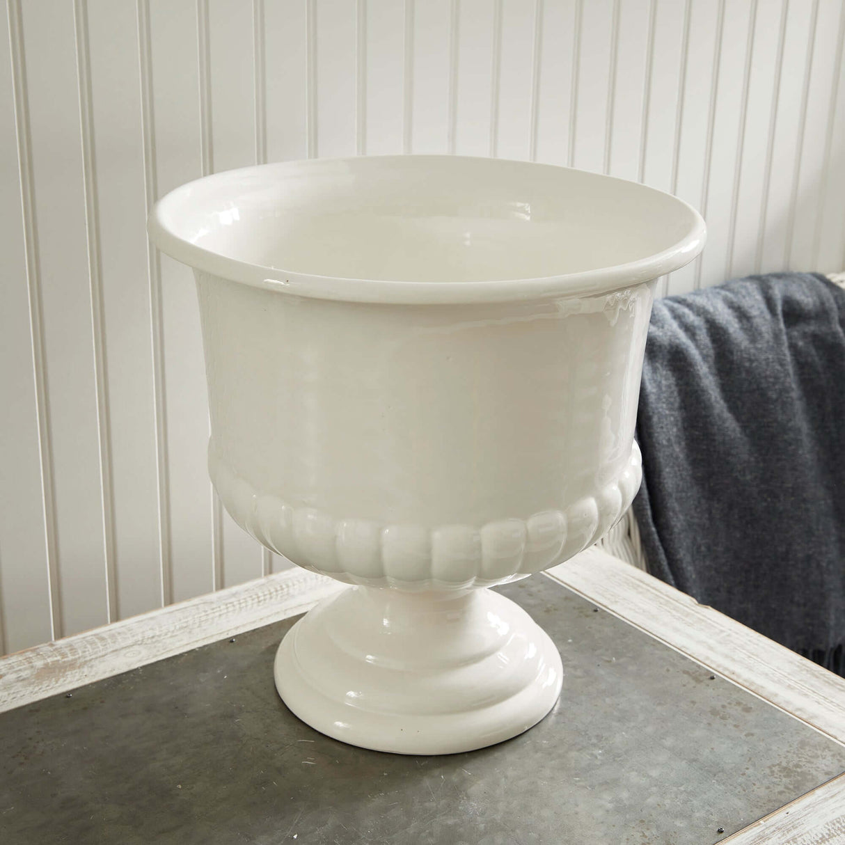 White Ceramic Urn Planter for Tuscan-Inspired Decor-Planter-Parc Decor