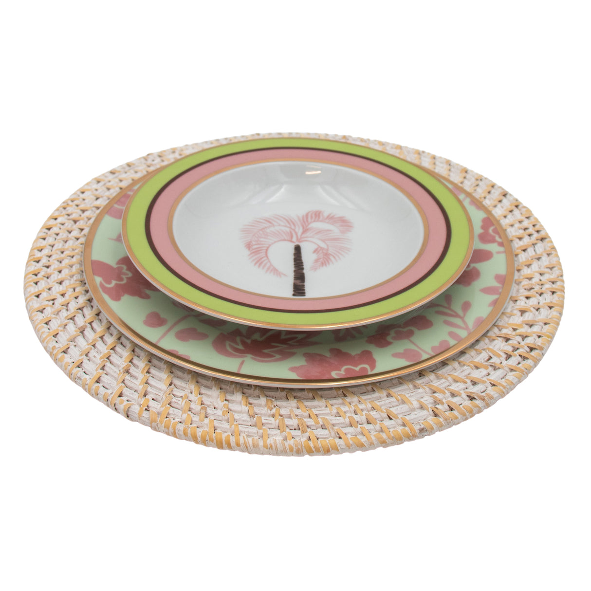 White Heritage Rattan Placemat - Set of 4-Placemat-Parc Decor