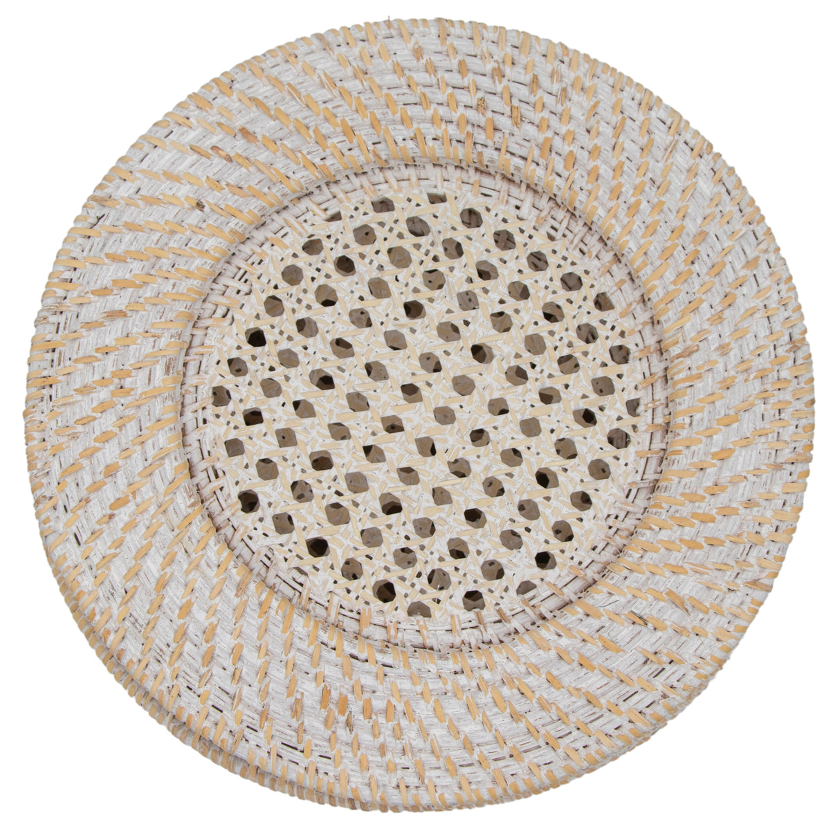White Heritage Rattan Placemat - Set of 4-Placemat-Parc Decor