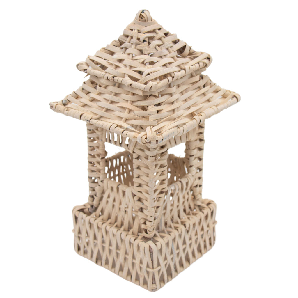 White Rattan Pagoda Lanterns – Set of 2
