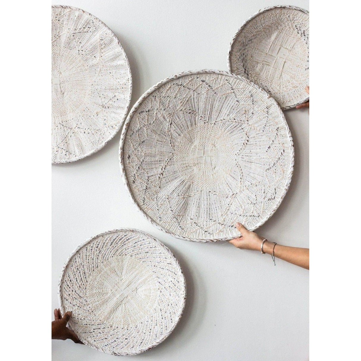 White Washed Handwoven Wall Basket-Parc Decor