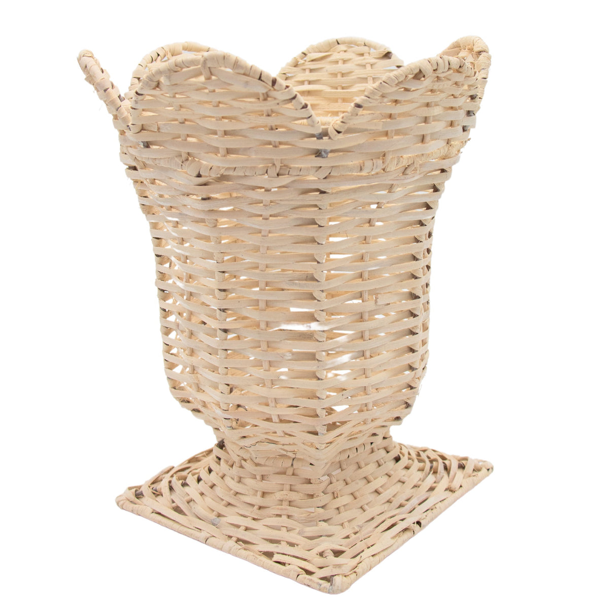 White Wicker Urn Vase-Decorative vase-Parc Decor