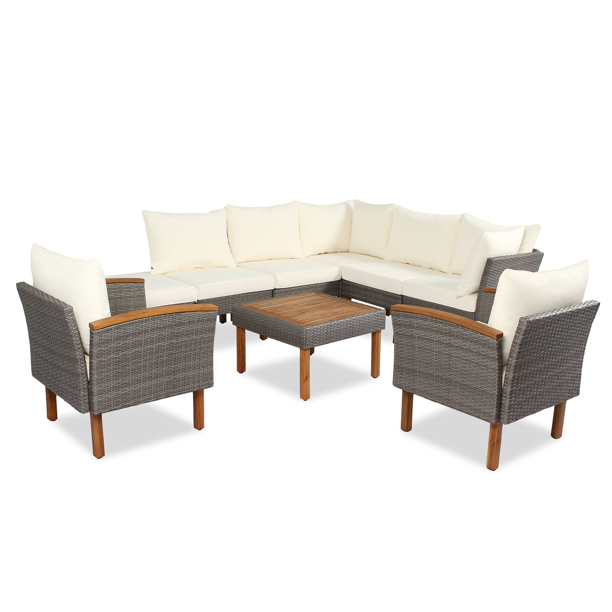 Wicker 9-Piece Patio Modular Sofa Set-Outdoor Furniture-Parc Decor