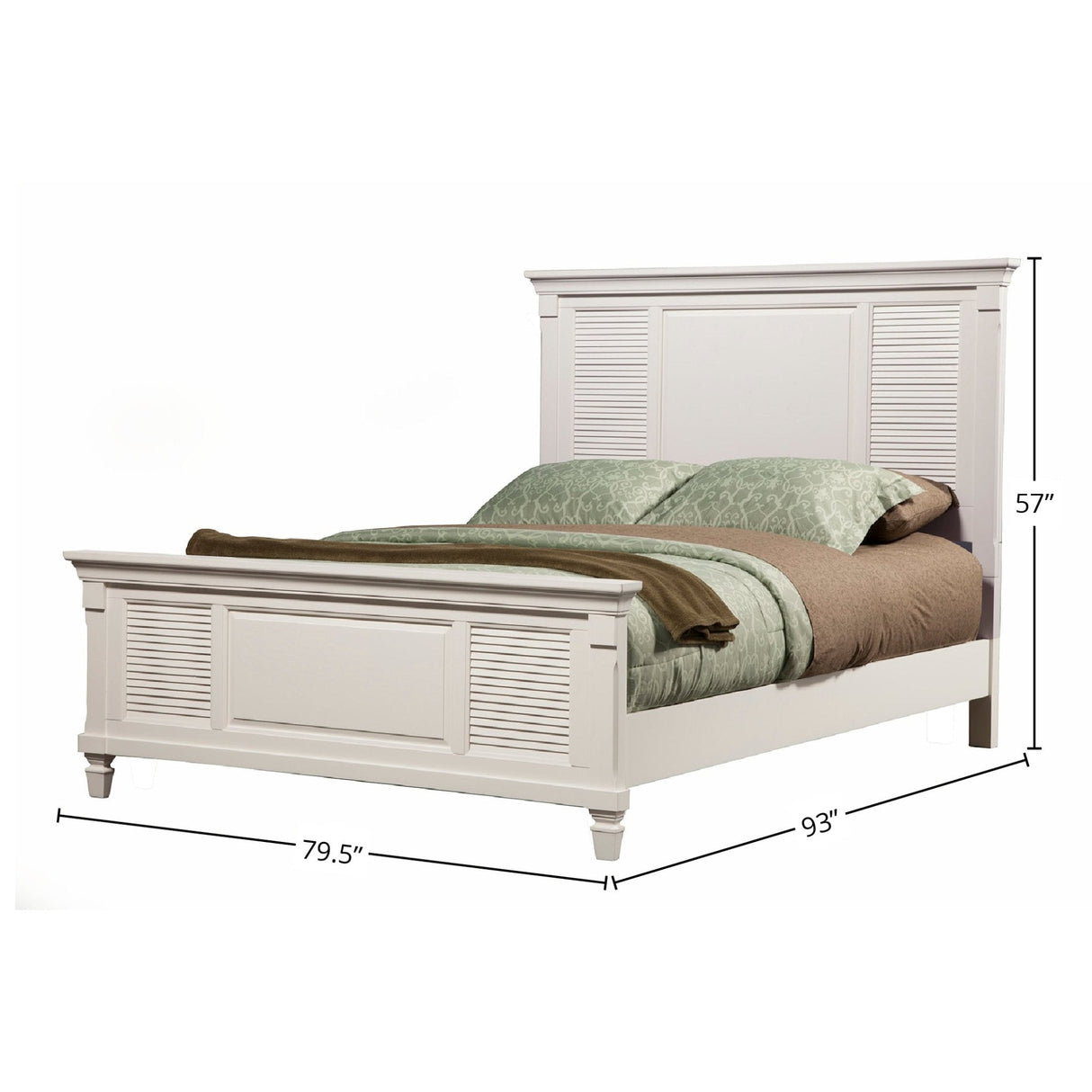Winchester Shutter Panel Bed, White-Beds-Parc Decor