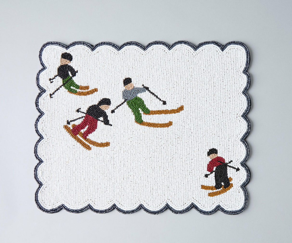 Winter Skier Christmas placemats Set – Snowy Mountain Dining Table Decor – Winter Wonderland Table Setting-table tops-Parc Decor