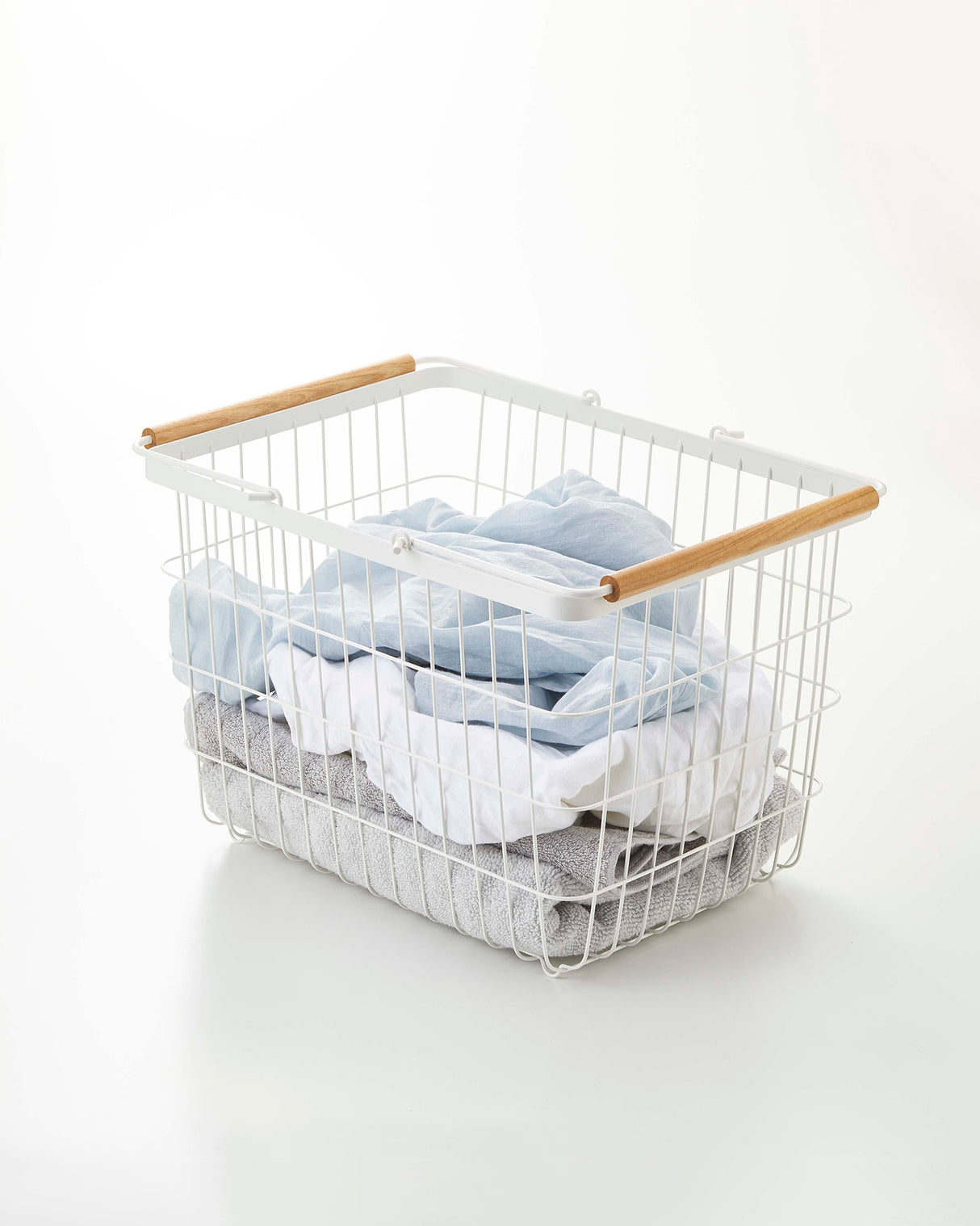 Wire Basket - Two Sizes - Steel + Wood-Laundry Basket-Parc Decor