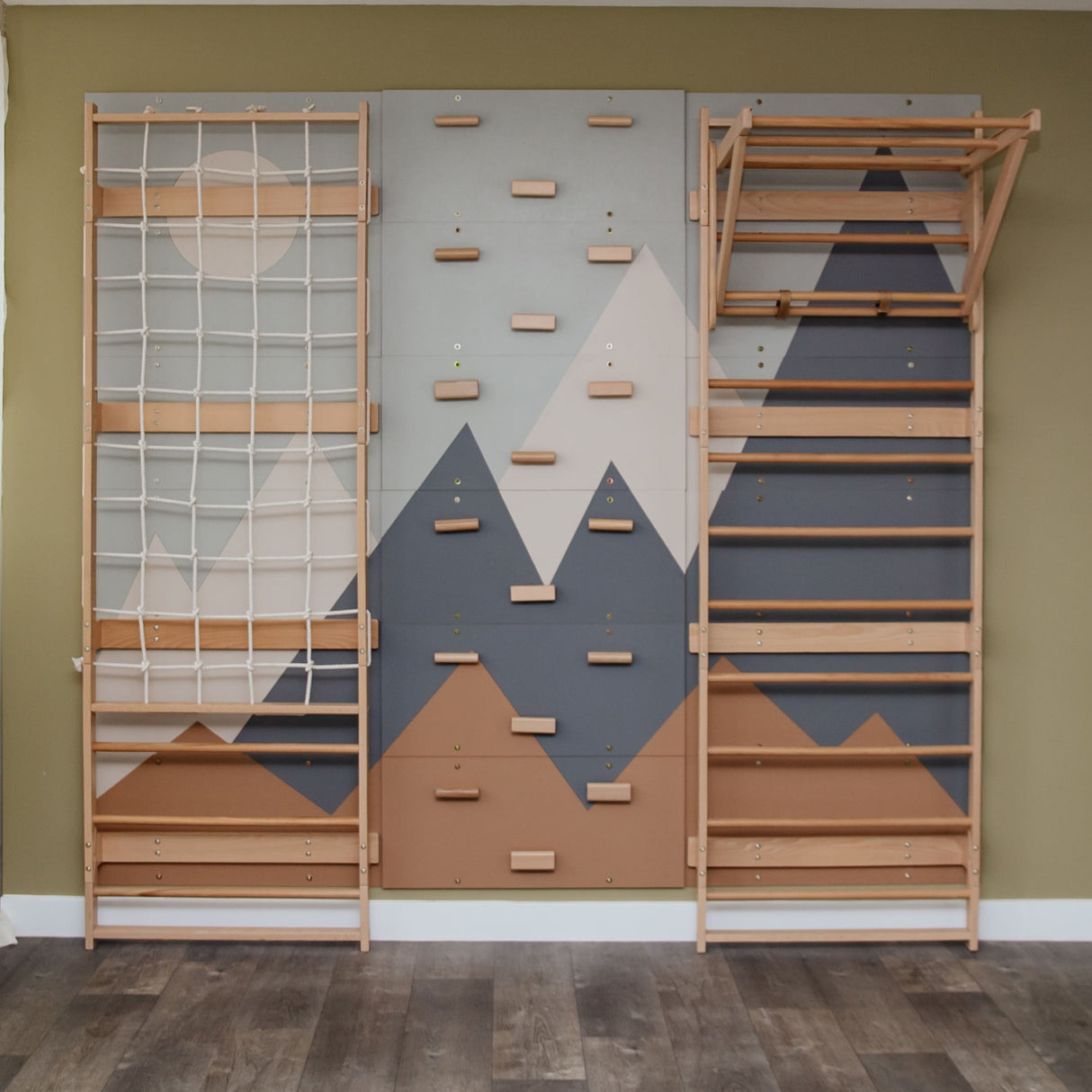 Wood and Hearts 3-in-1 Swedish Ladder Wall Gym for Kids 3+-Climbing Set-Parc Decor