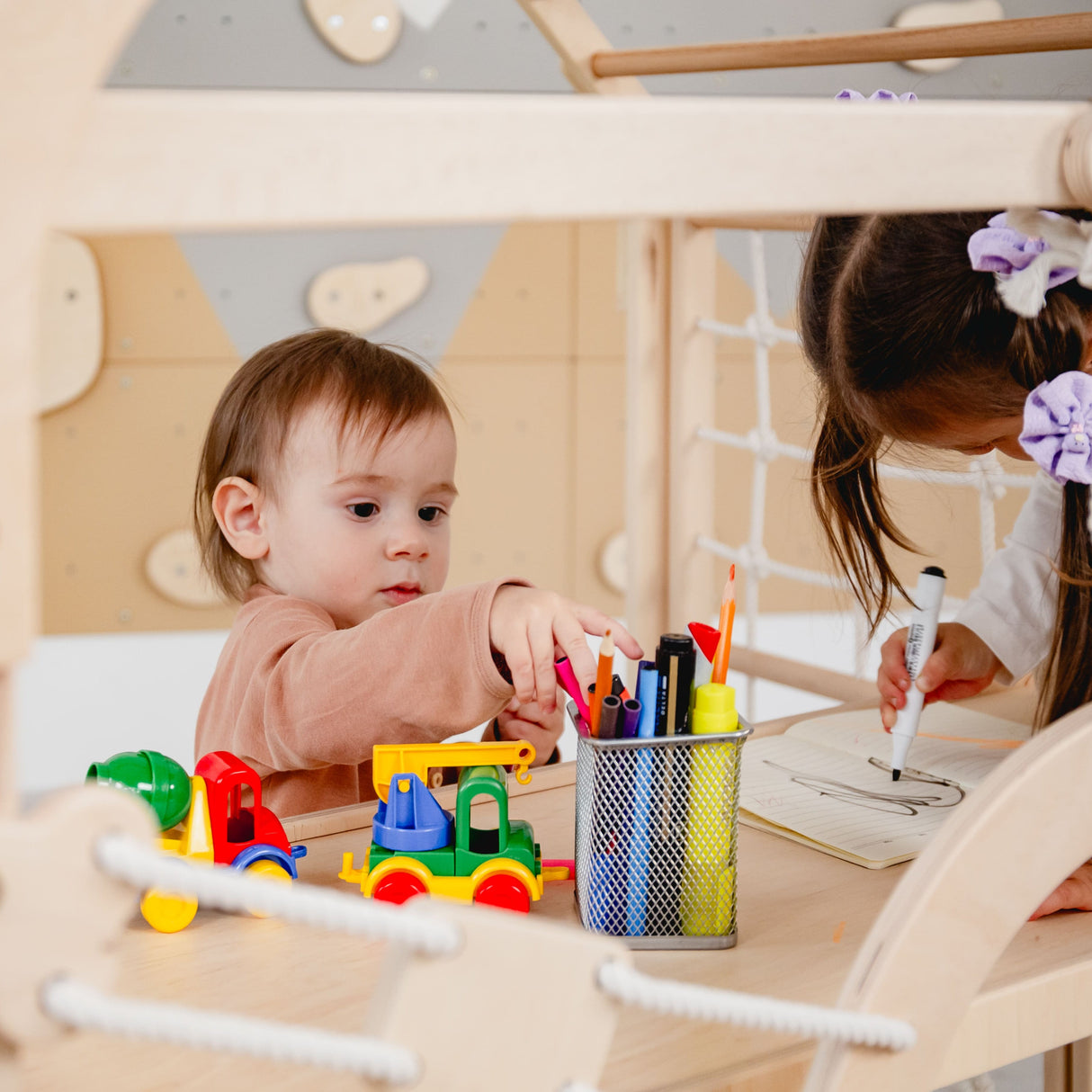 Wood and Hearts Wooden Toddler Climbing Playhouse, Ages 1–6-Playground-Parc Decor