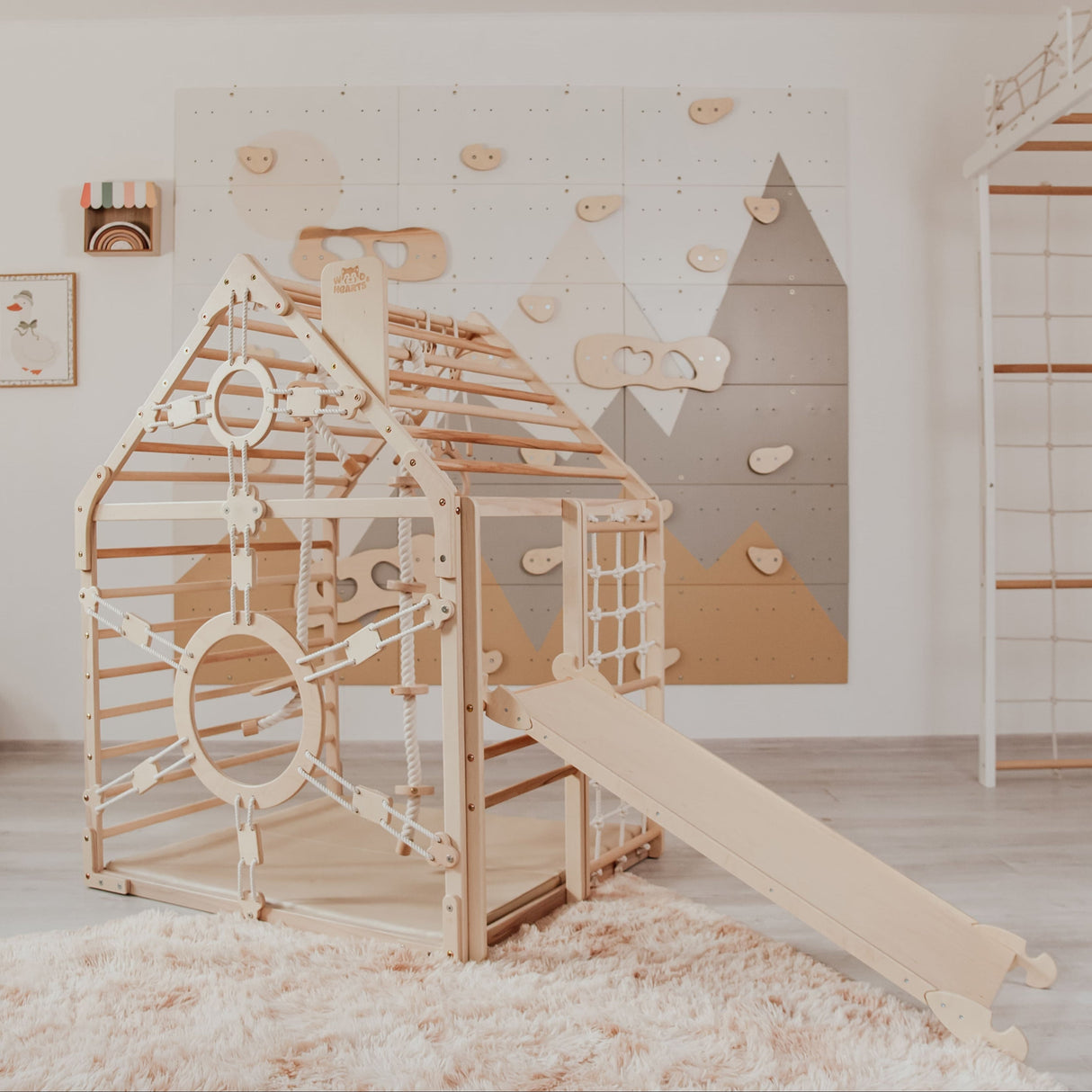 Wood and Hearts Wooden Toddler Climbing Playhouse, Ages 1–6-Playground-Parc Decor