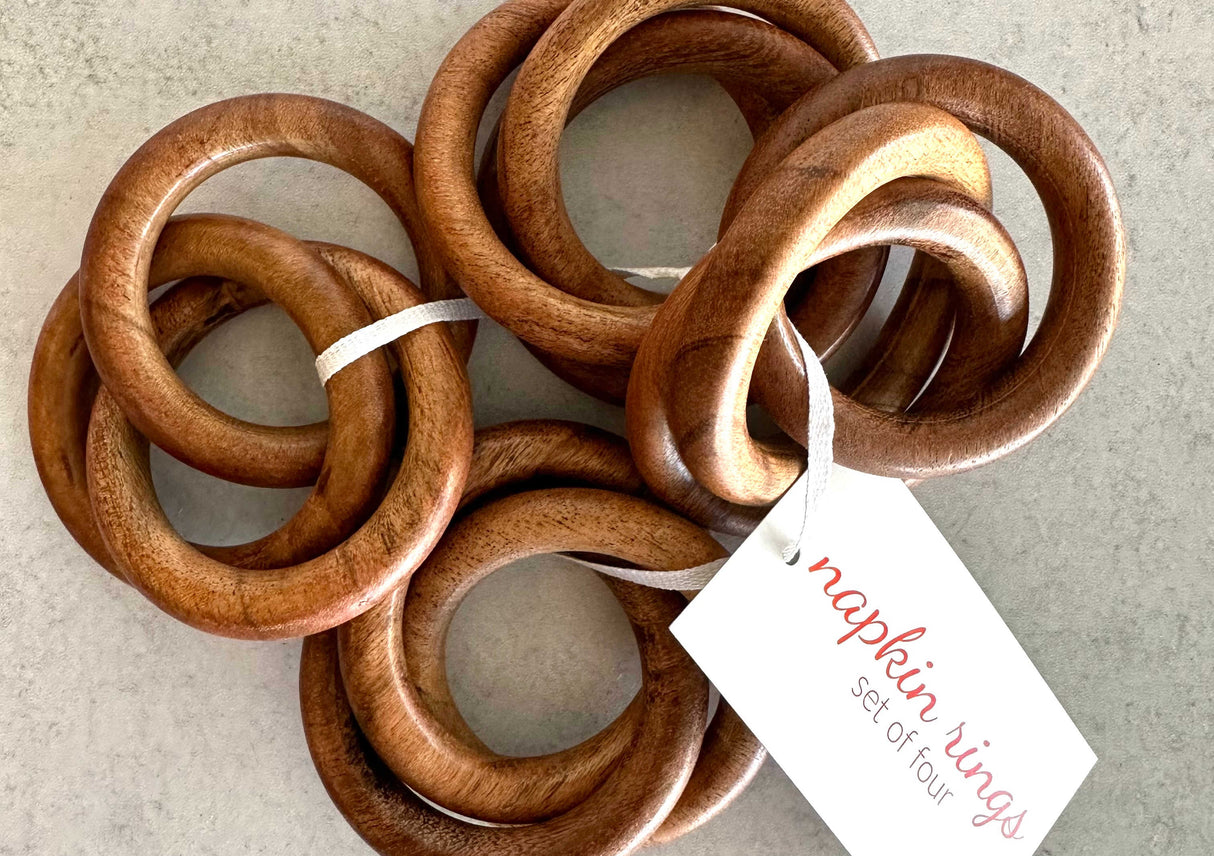 Wood Bangles Napkin Rings, set of four-Napkin Rings-Parc Decor