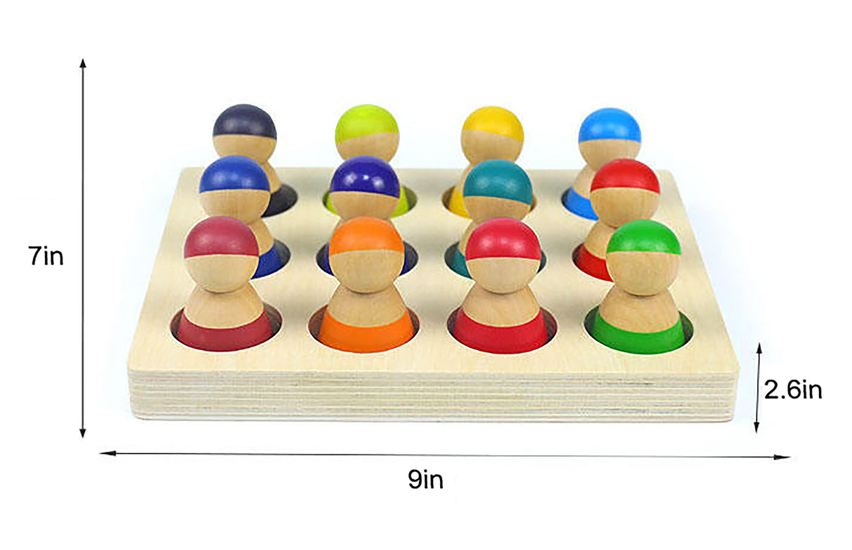 Wooden Rainbow Peg Dolls Figures 12 Piece Set-Indoor-Parc Decor