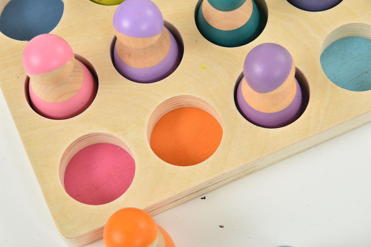 Wooden Rainbow Peg Dolls Figures 12 Piece Set-Indoor-Parc Decor