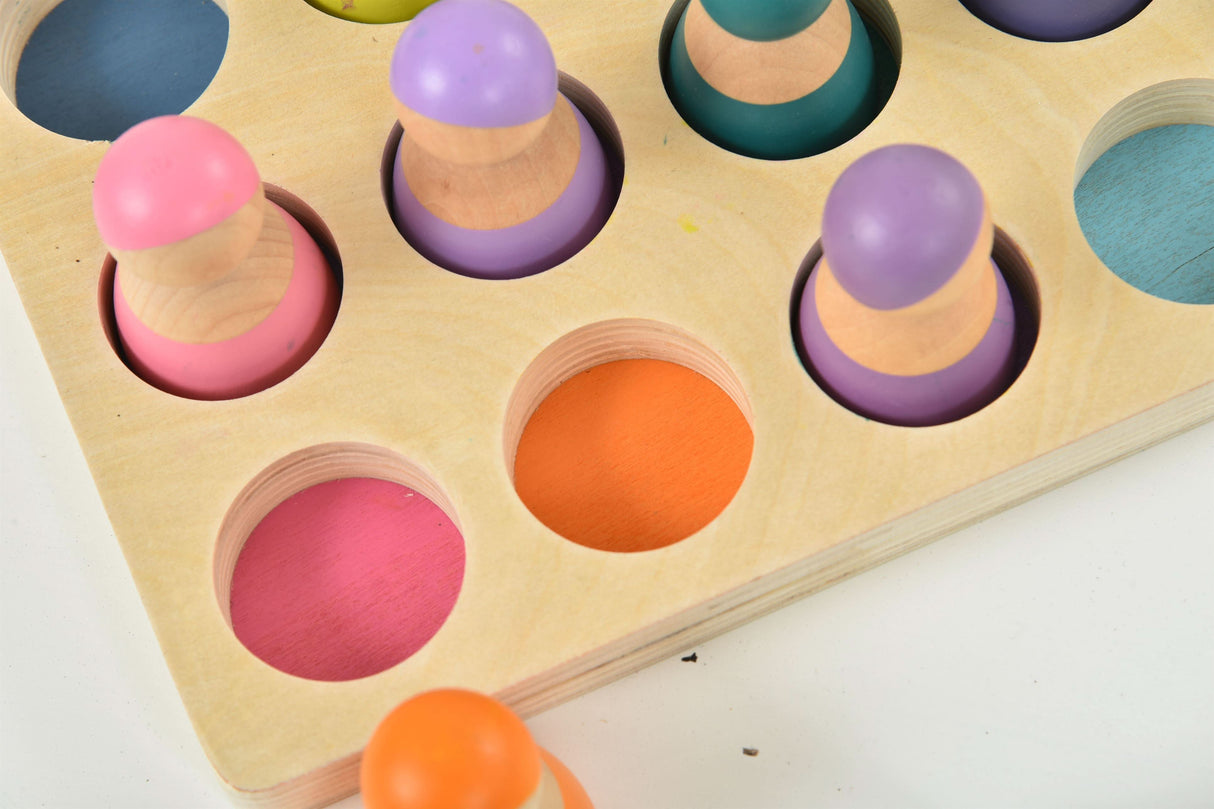 Wooden Rainbow Peg Dolls Figures 12 Piece Set-Indoor-Parc Decor