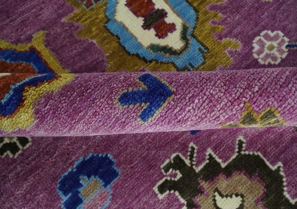Wool Vibrant Colorful Hand knotted Oushak Area Rug