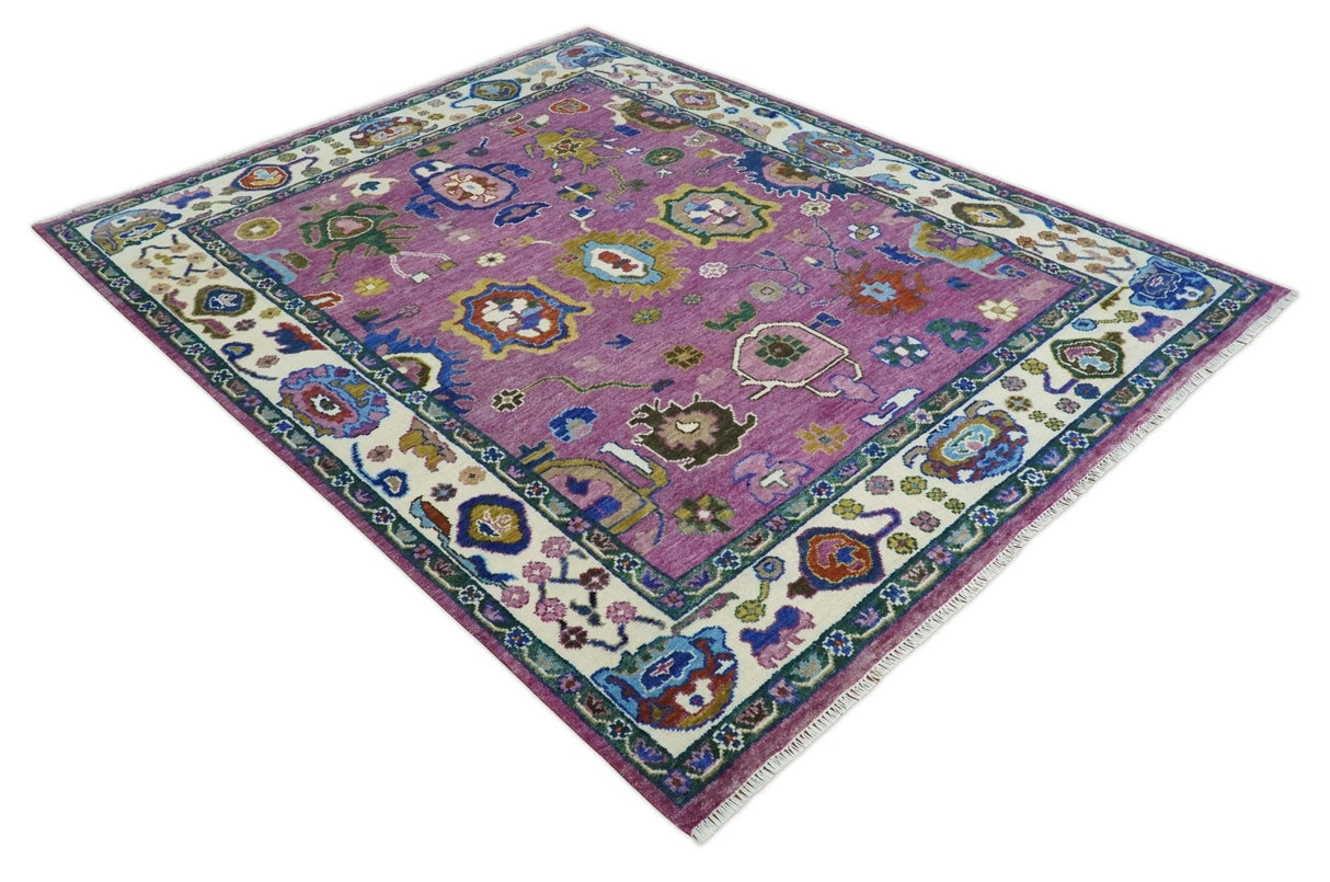 Wool Vibrant Colorful Hand knotted Oushak Area Rug