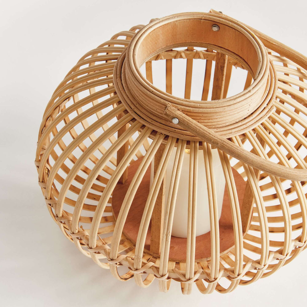 Woven Rattan Bamboo Round Candle Lantern-lantern-Parc Decor