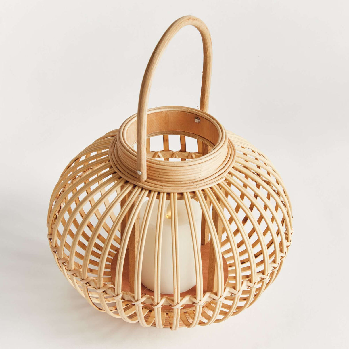 Woven Rattan Bamboo Round Candle Lantern-lantern-Parc Decor